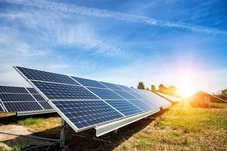 Sunny days on solar panels.